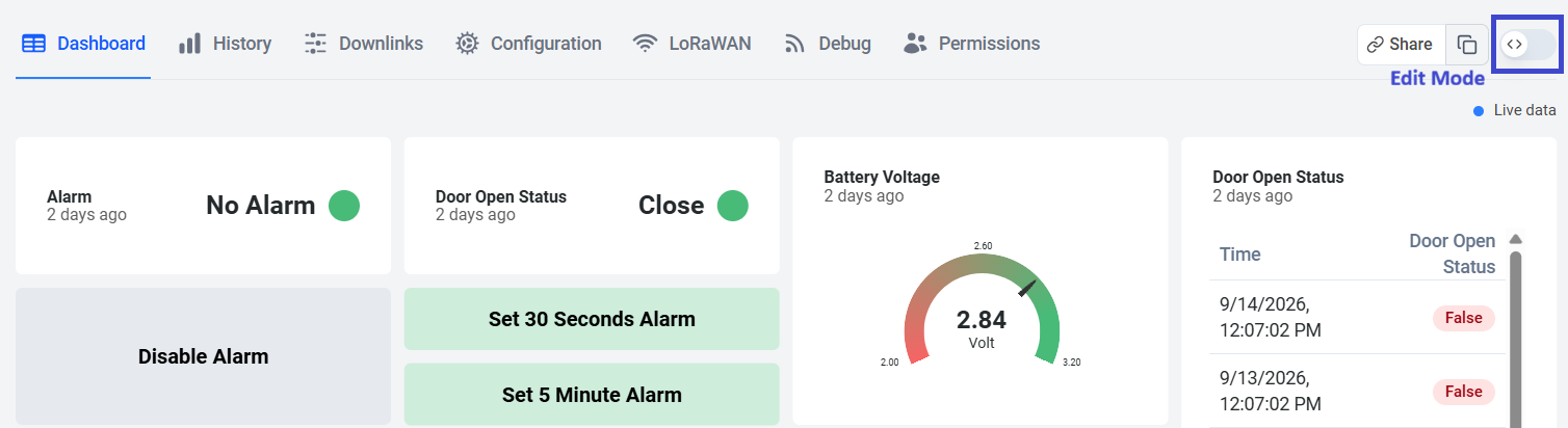 Edit a Netmore Go device dashboard