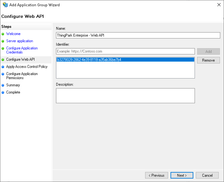 Configure Web API screenshot