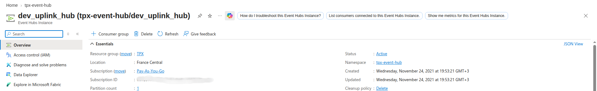 Azure Event Hub overview