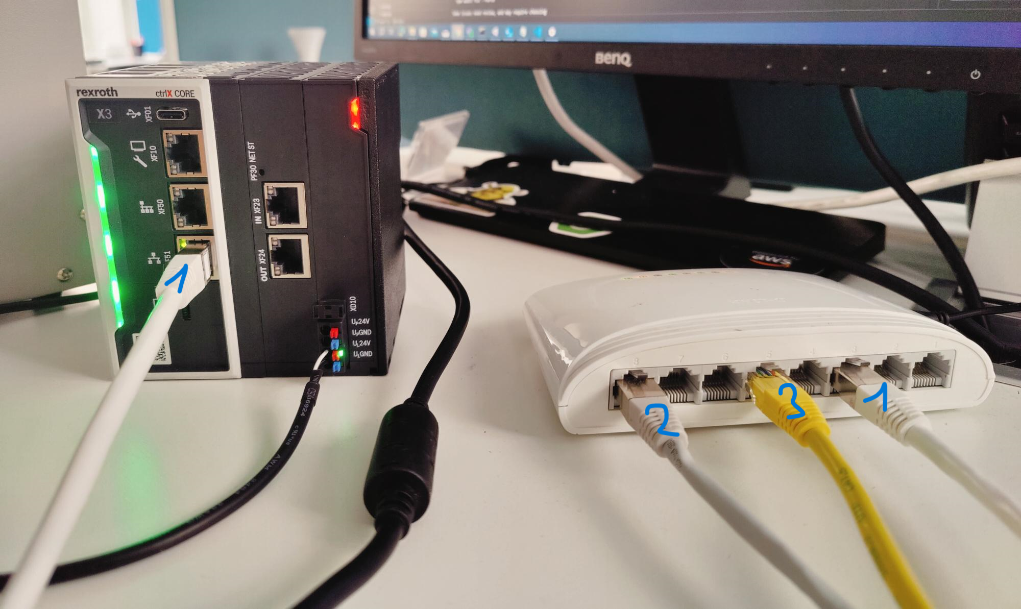 Local subnet configuration (real-world setup with hub and devices)